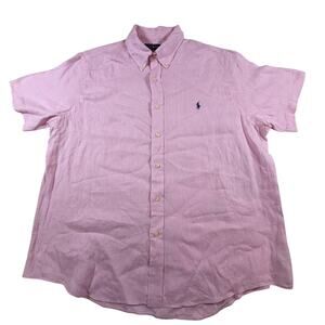Ralph Lauren Polo 100% Linen Shirt Cruise Beach Vacation Cool Pink Men’s Sz XL